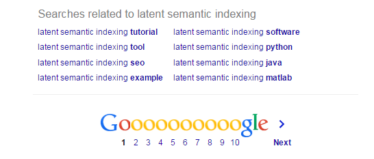 An example at the bottom of Google search of latent semantic indexing results.