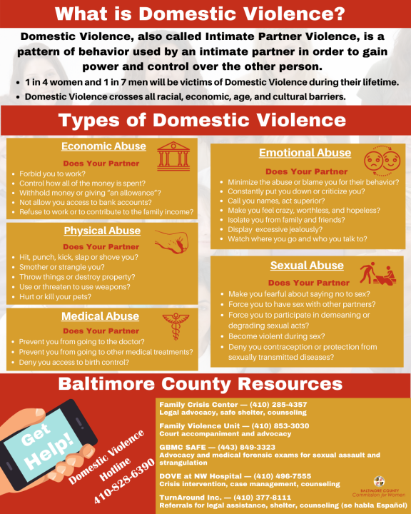 Infographic on Domestic Violence Resources in Baltimore County
